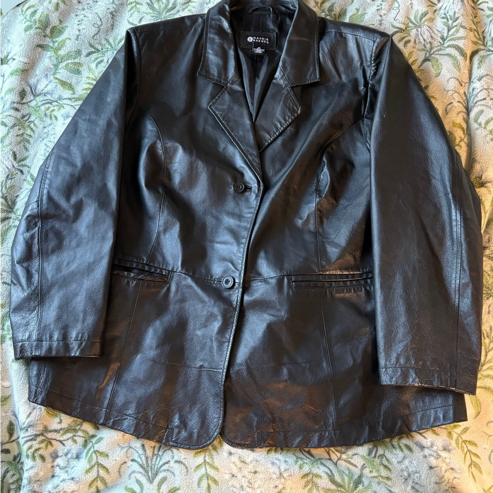 Maggie Barnes Black Leather Blazer